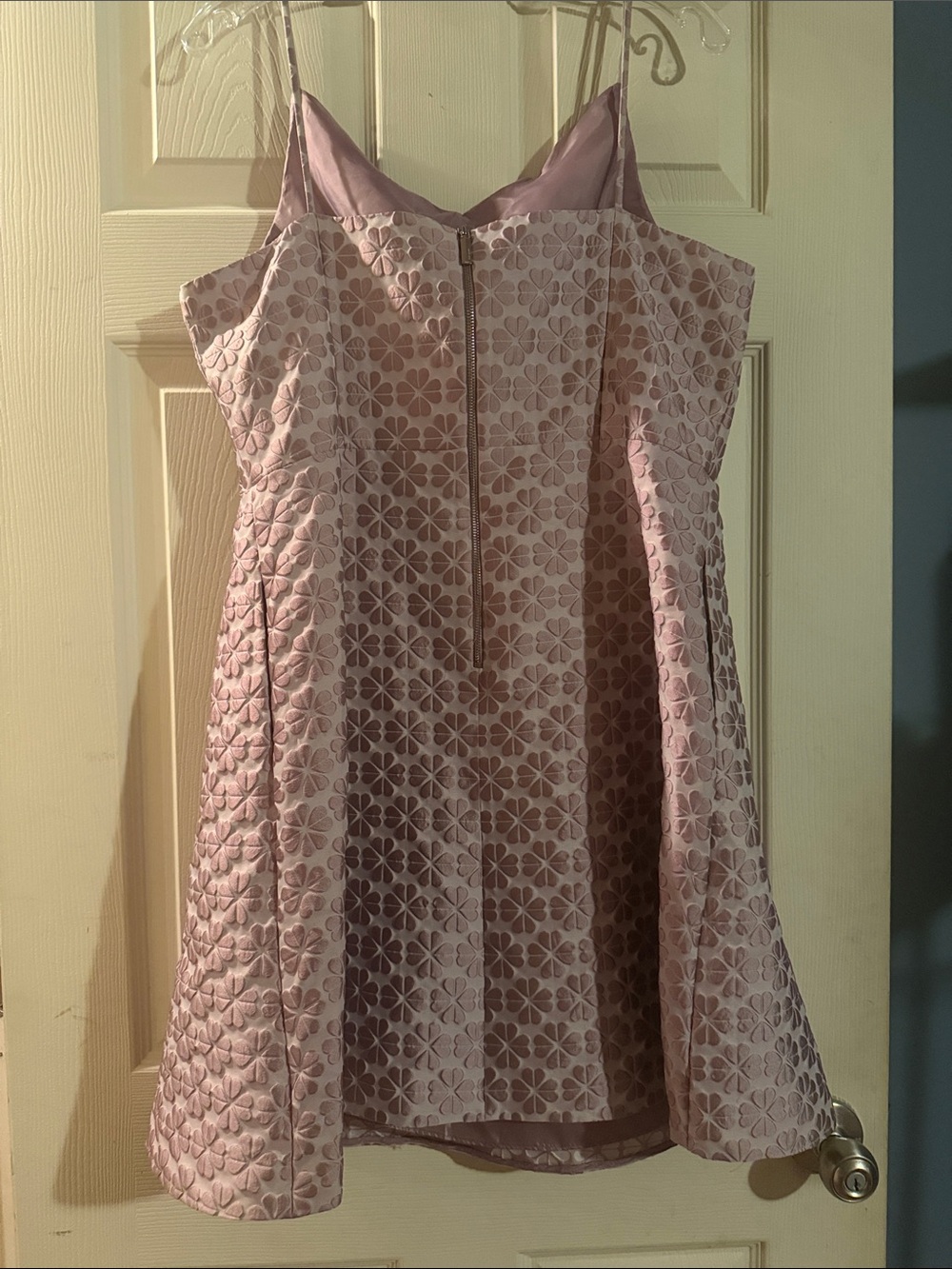 kate spade Pink Floral Jacquard Mini Dress with Embellished V-Neck - Picture 2 of 4